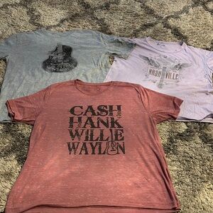 Graphic T-Shirt Trio in Red, Gray, and Purple